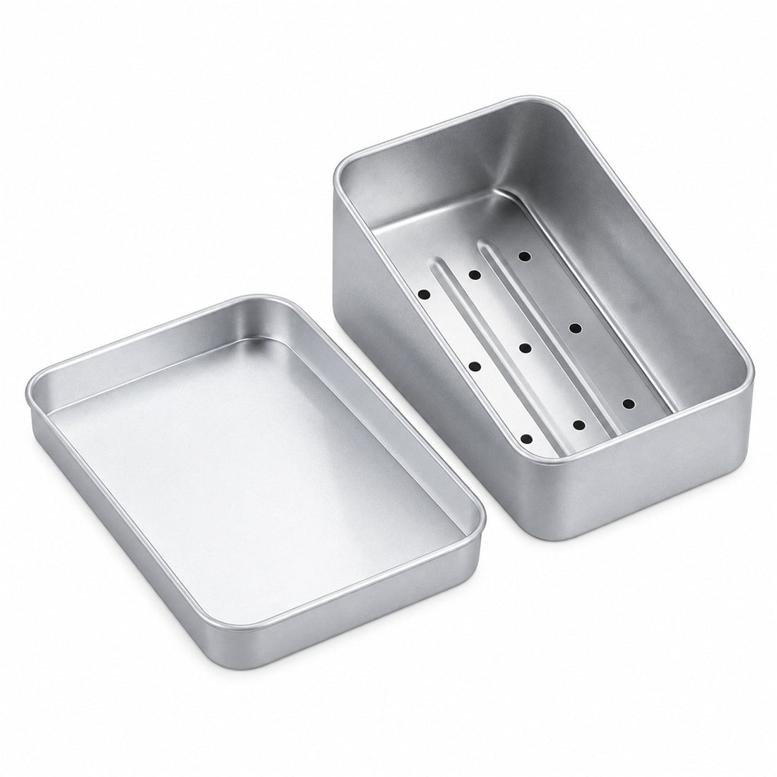 Saboneteira de viagem com tampa vedante e bandeja de dreno removível 150 ml, vista frontal em fundo branco