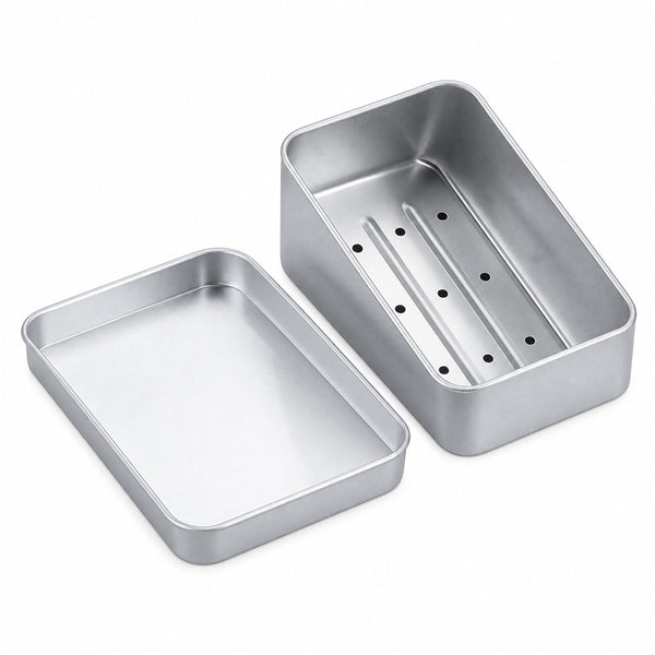 Saboneteira de viagem com tampa vedante e bandeja de dreno removível 150 ml, vista frontal em fundo branco