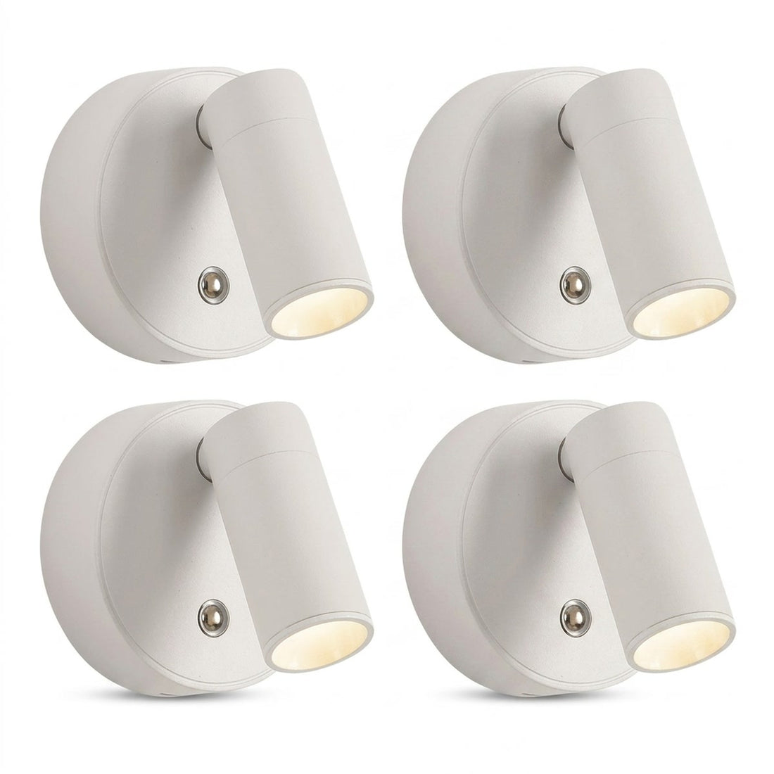 Arandela magnética recarregável com toque e giro, kit com 2, vista frontal em fundo branco
