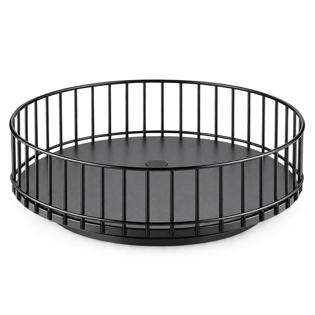 Porta temperos giratório de bancada com borda alta para cozinha e banheiro, vista frontal em fundo branco
