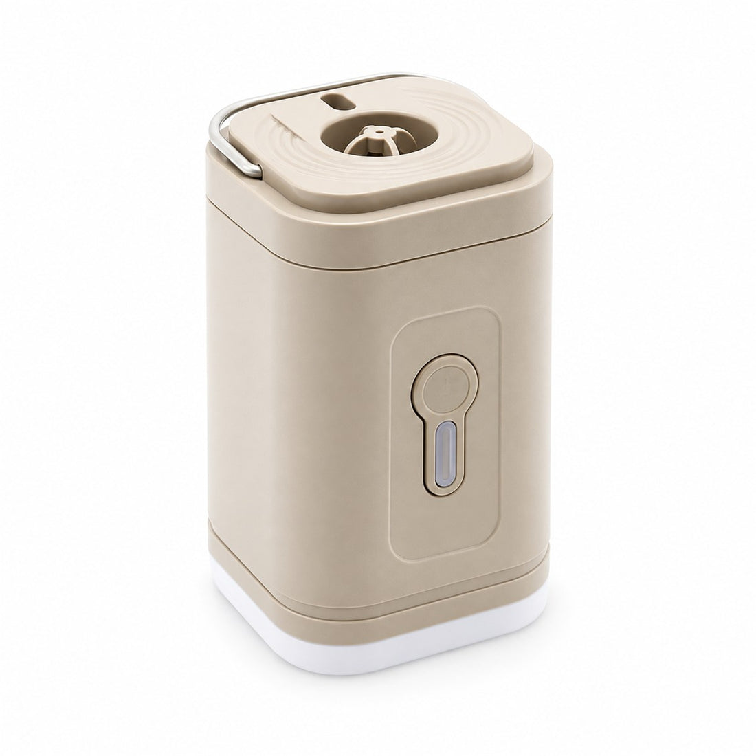 Inflador de Ar Portátil 3 em 1 sem Fio com Luz para Camping, vista frontal em fundo branco