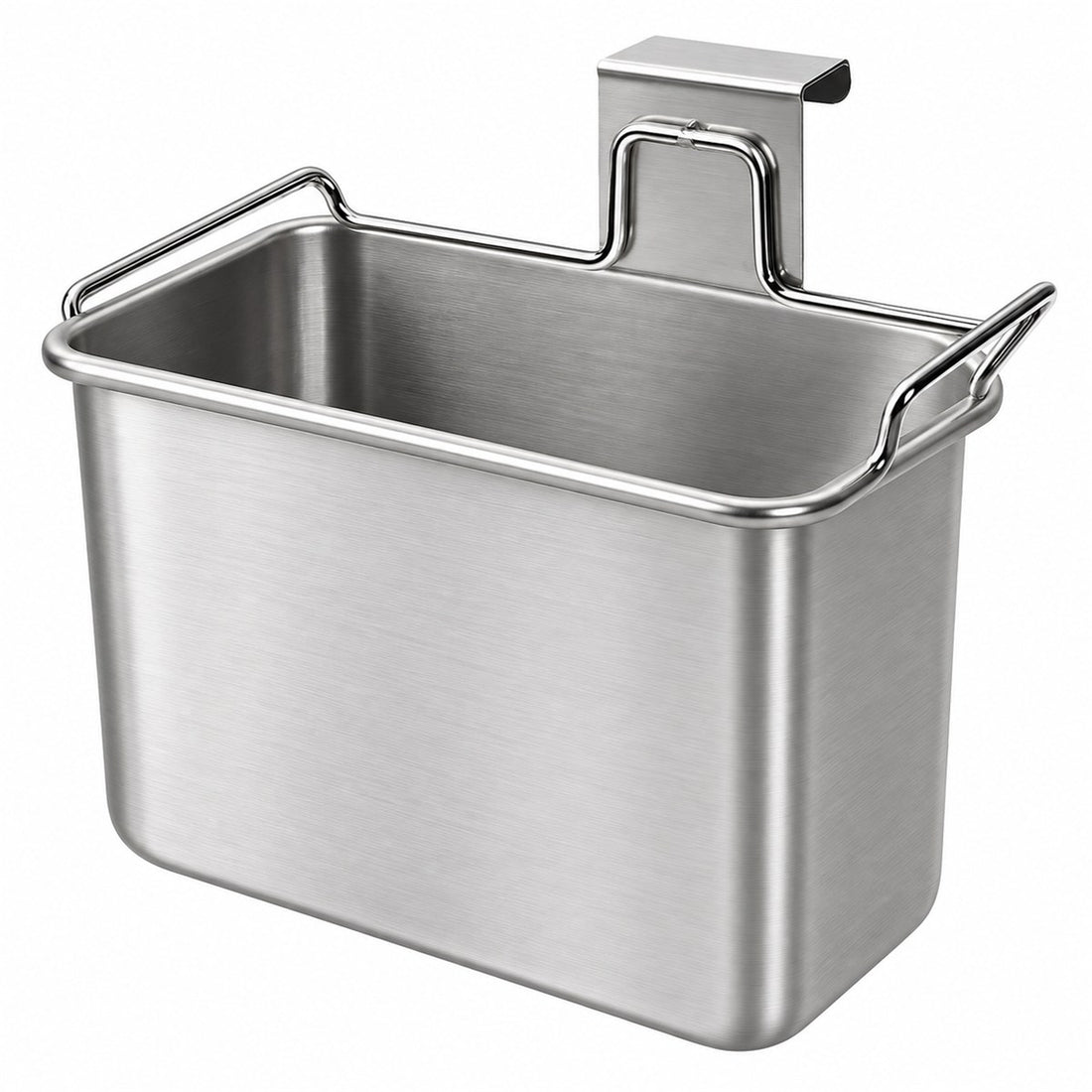 Lixeira para Porta de Armário em Aço Inox para Cozinha, vista frontal em fundo branco