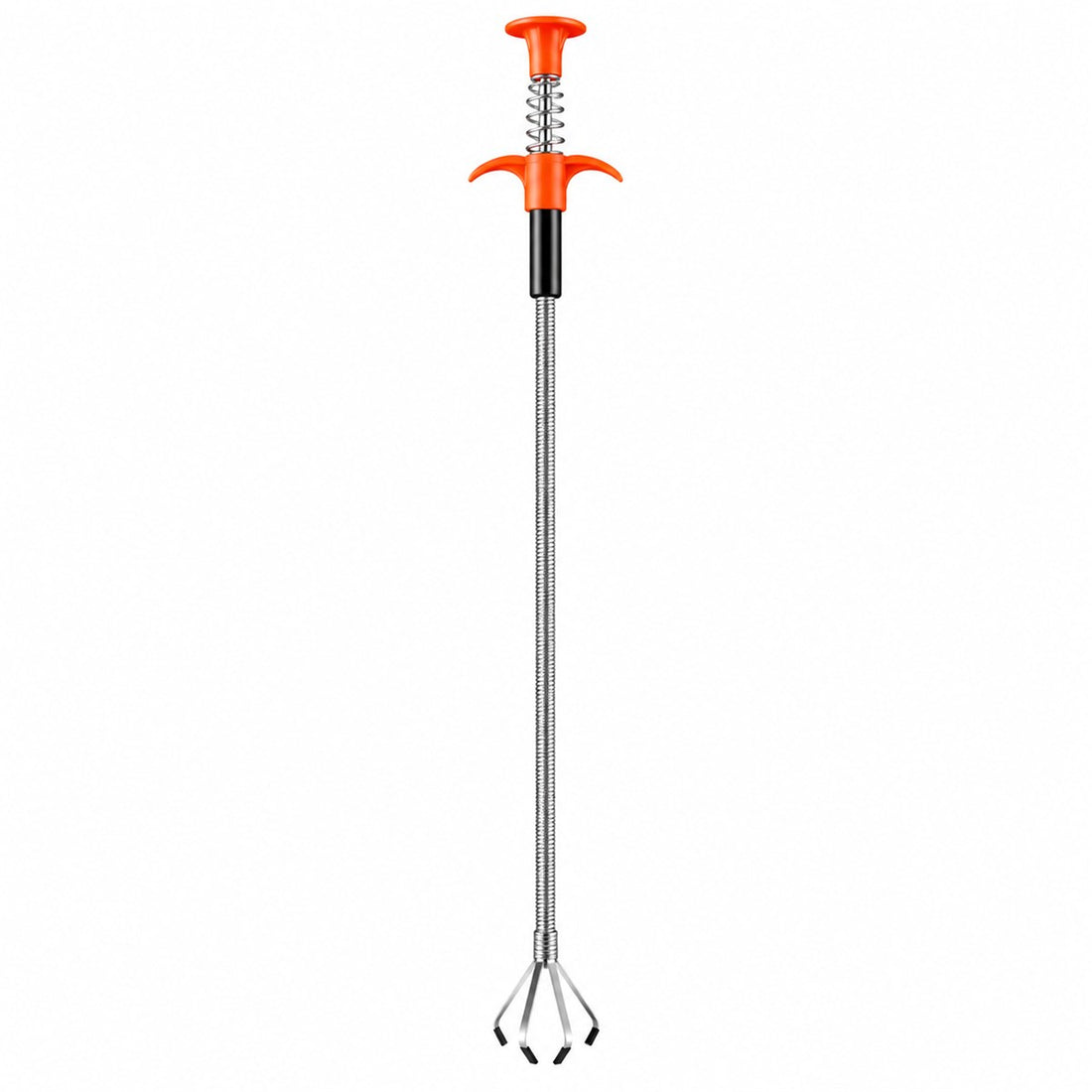 Desentupidor de pia telescópico com garra de aço, 60 cm, vista frontal em fundo branco