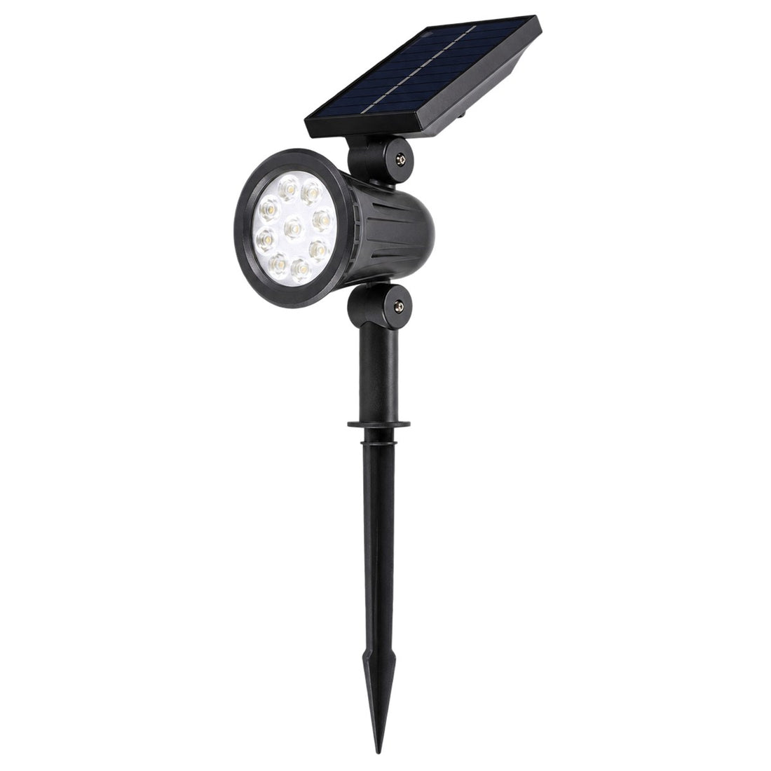 Luminária Solar para Quintal com 9 LEDs e Brilho Ajustável, Painel Articulado, vista frontal em fundo branco