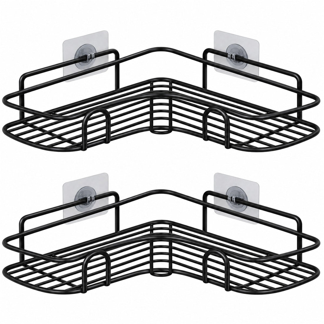 Kit com 2 unidades de prateleira adesiva para banheiro e cozinha, sem furar, vista frontal em fundo branco