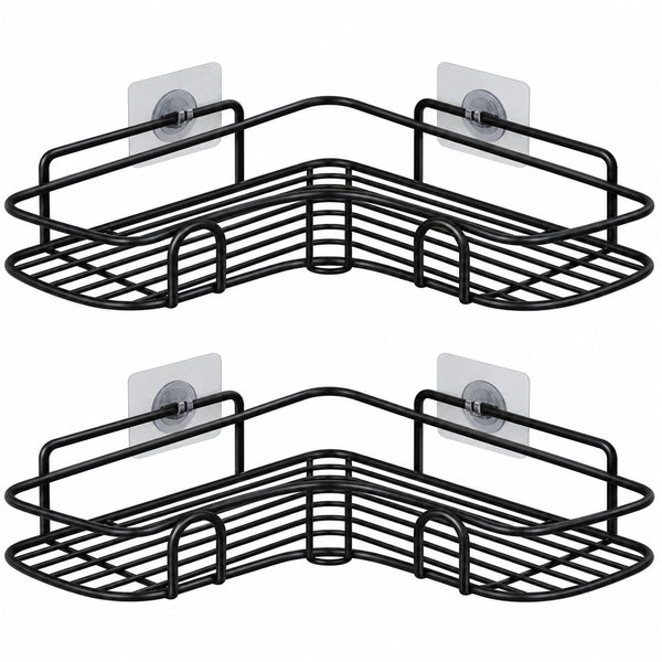 Kit com 2 unidades de prateleira adesiva para banheiro e cozinha, sem furar, vista frontal em fundo branco