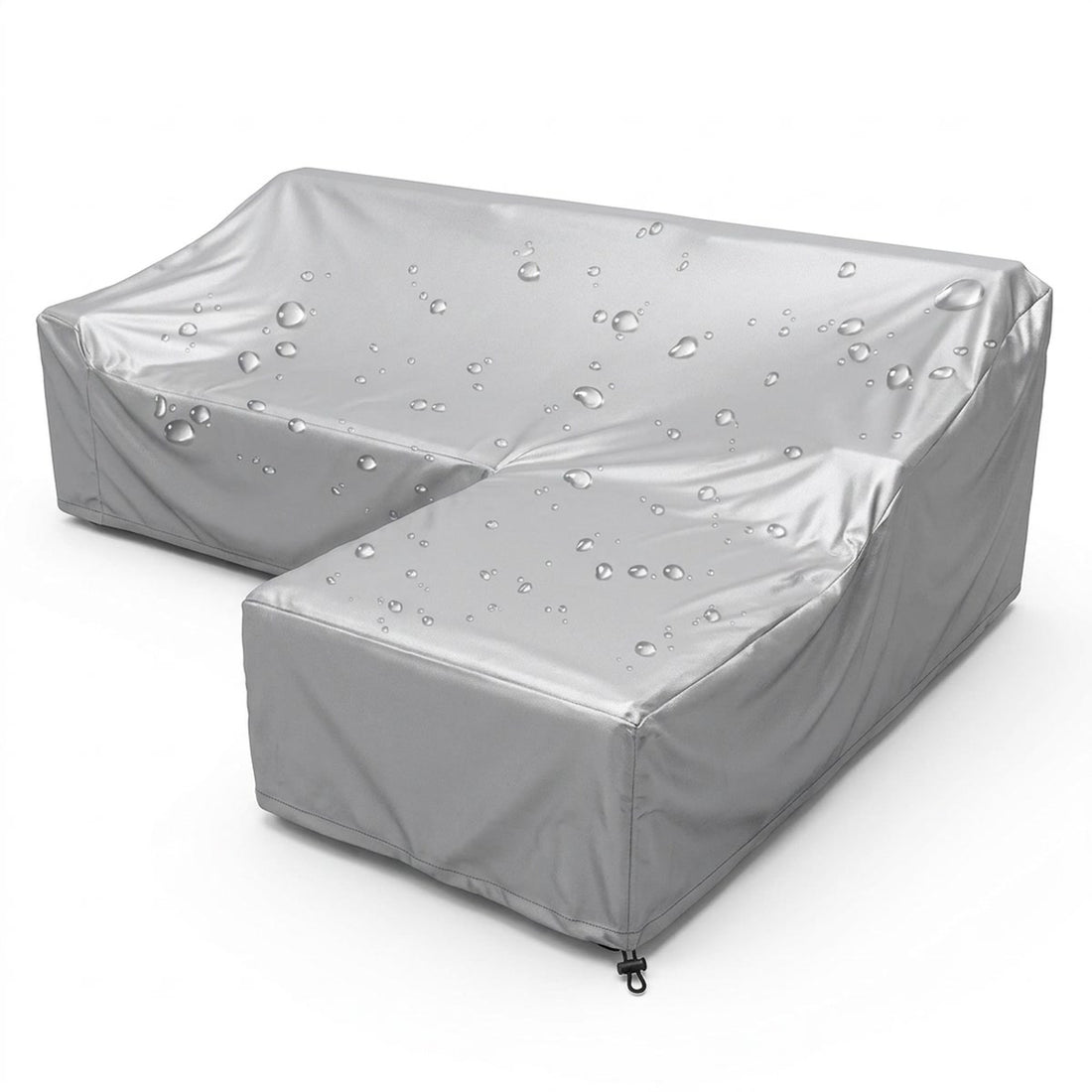Capa para sofá de canto impermeável 230 x 165 x 80 cm para área externa, vista frontal em fundo branco