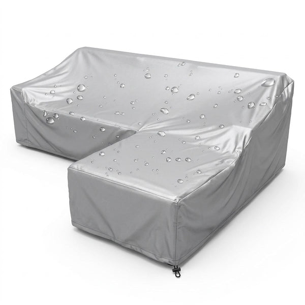 Capa para sofá de canto impermeável 230 x 165 x 80 cm para área externa, vista frontal em fundo branco