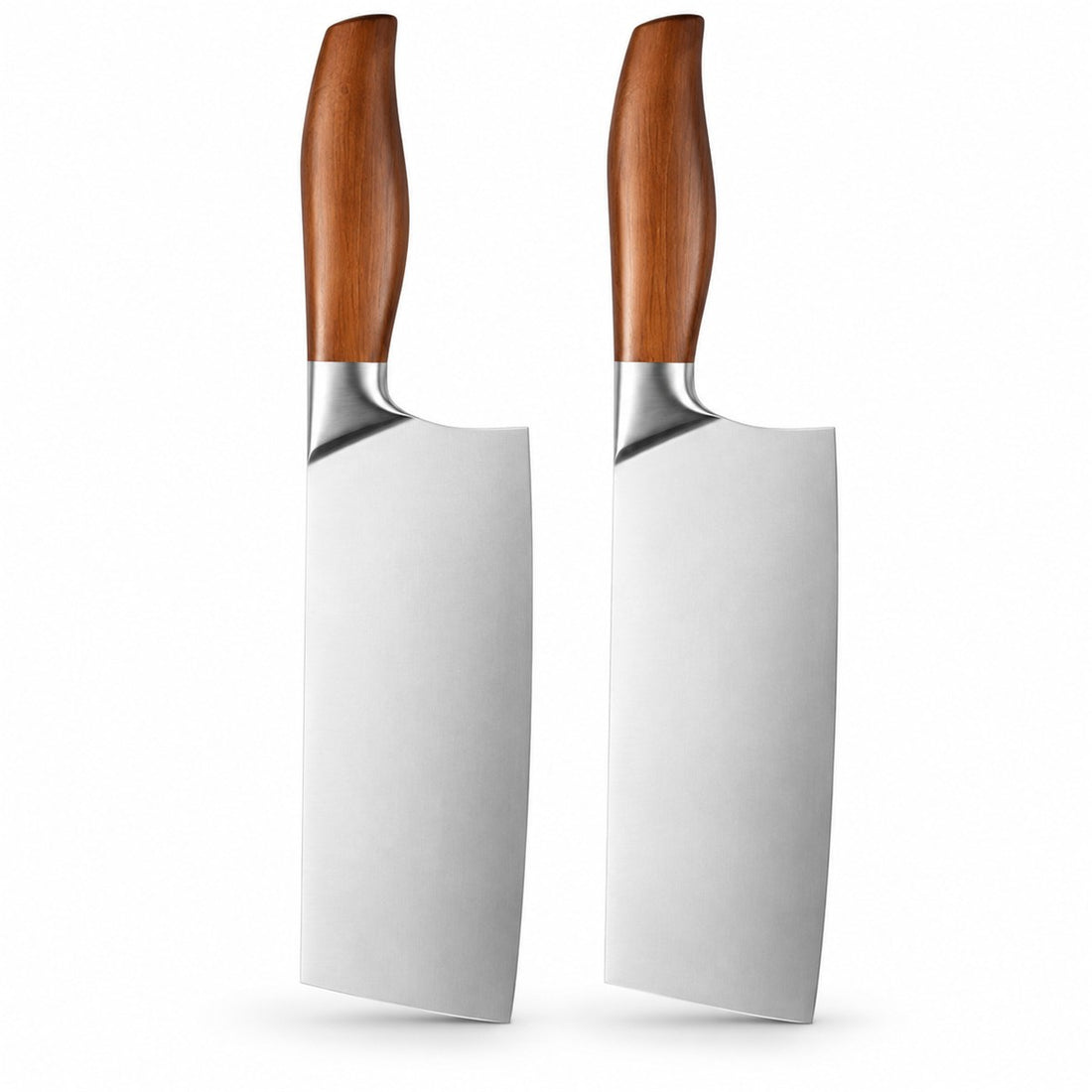 Kit de Facas de Cozinha em Aço Inoxidável 2 Peças Cutelo e Chef, vista frontal em fundo branco