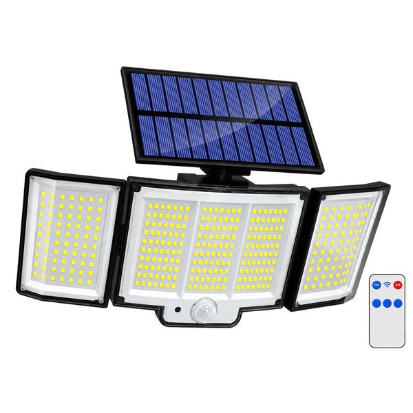 Refletor Solar com Sensor de Movimento e Três Cabeças Ajustáveis para Área Externa, vista frontal em fundo branco