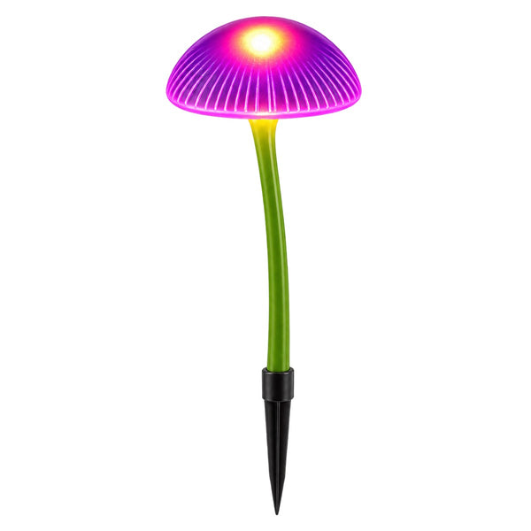 Luz Solar Cogumelo para Jardim com LED e Modo Duplo de Brilho, vista frontal em fundo branco