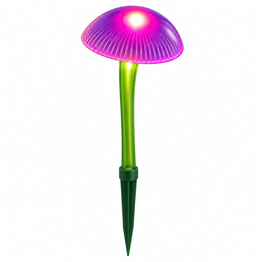 Luz Solar Cogumelo para Jardim com LED e Modo Duplo de Brilho, vista em ângulo 3/4