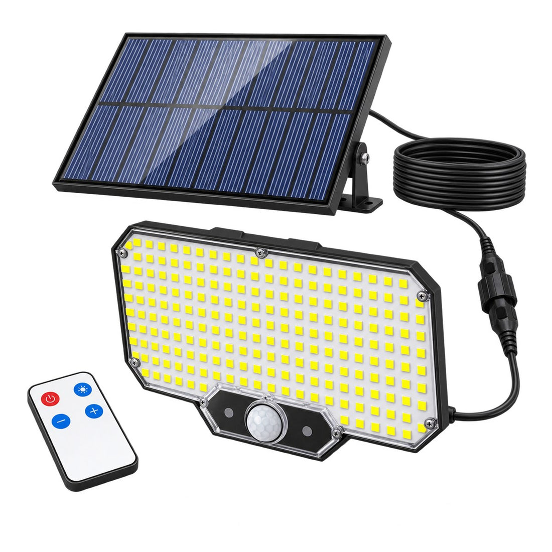 Luminária Solar de Parede Externa com Sensor e Três Modos de Funcionamento, vista em ângulo 3/4