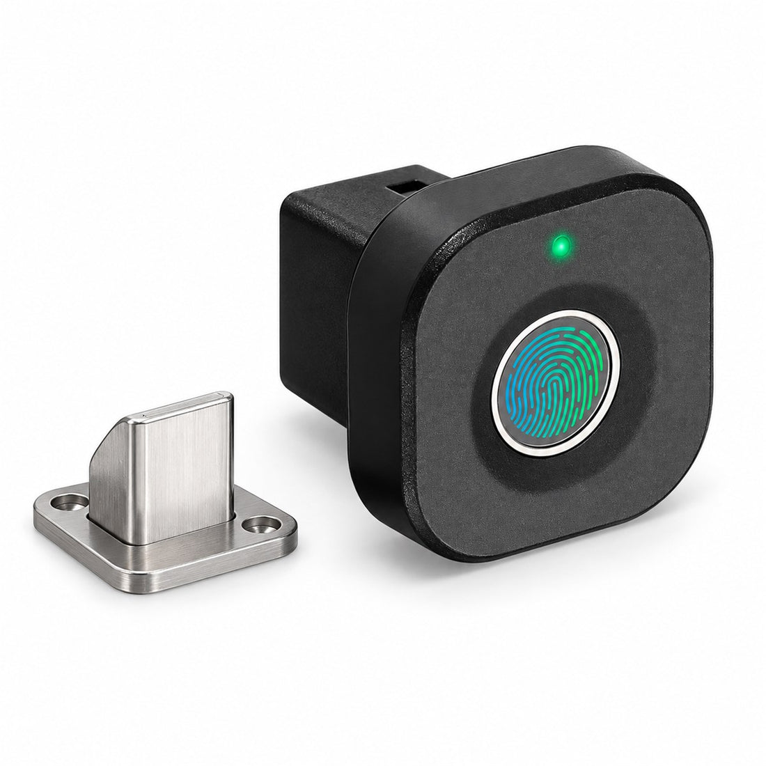 Fechadura para Armário com Digital Biométrica e sem Chave, vista em ângulo 3/4