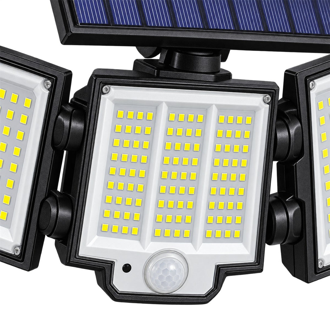 Refletor Solar com Sensor de Movimento e Três Cabeças Ajustáveis para Área Externa, detalhe do acabamento