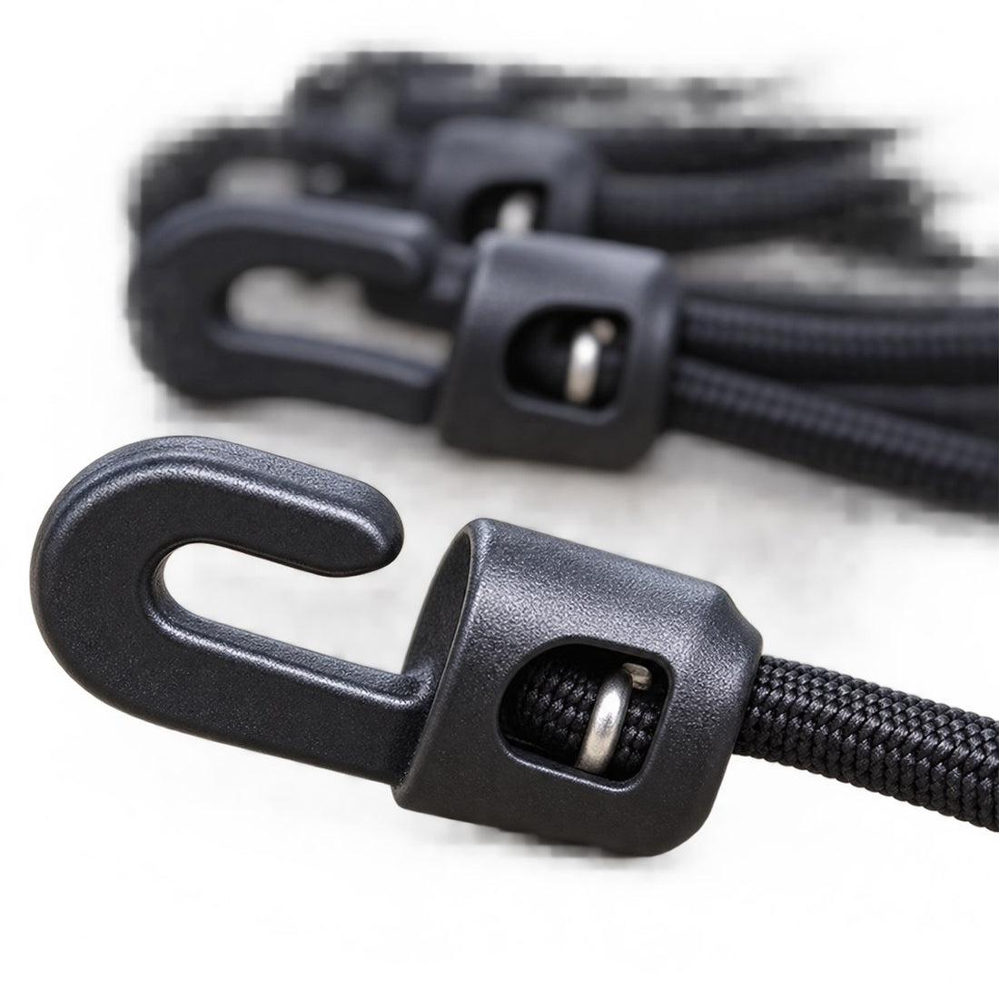 Kit corda elástica com gancho para toldo e lona 10 cm com 10 peças, detalhe do acabamento