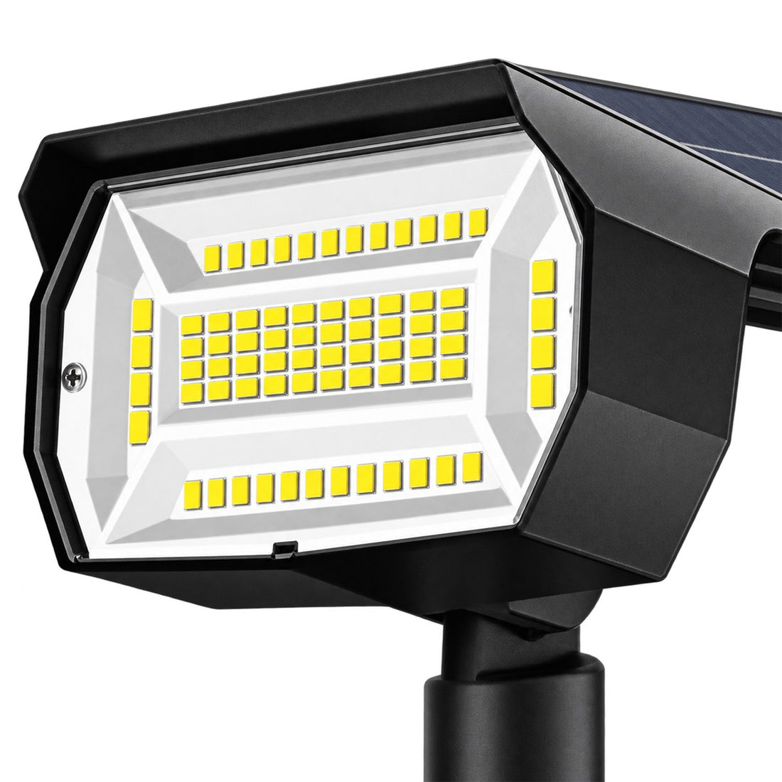 Spot Solar para Jardim com 72 LEDs e Espeto de Chão, Três Modos de Luz, detalhe do acabamento