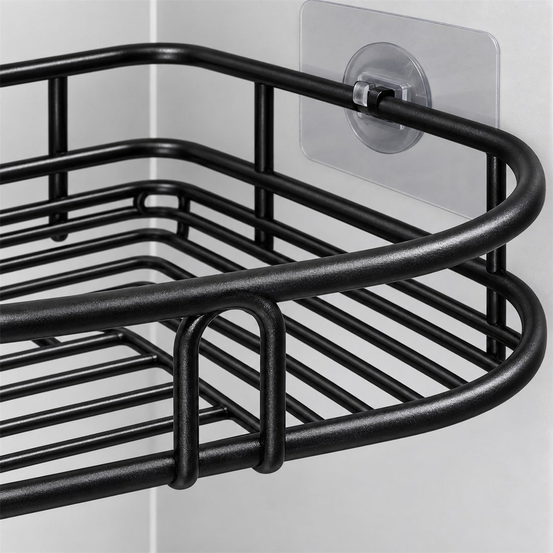 Kit com 2 unidades de prateleira adesiva para banheiro e cozinha, sem furar, detalhe do acabamento