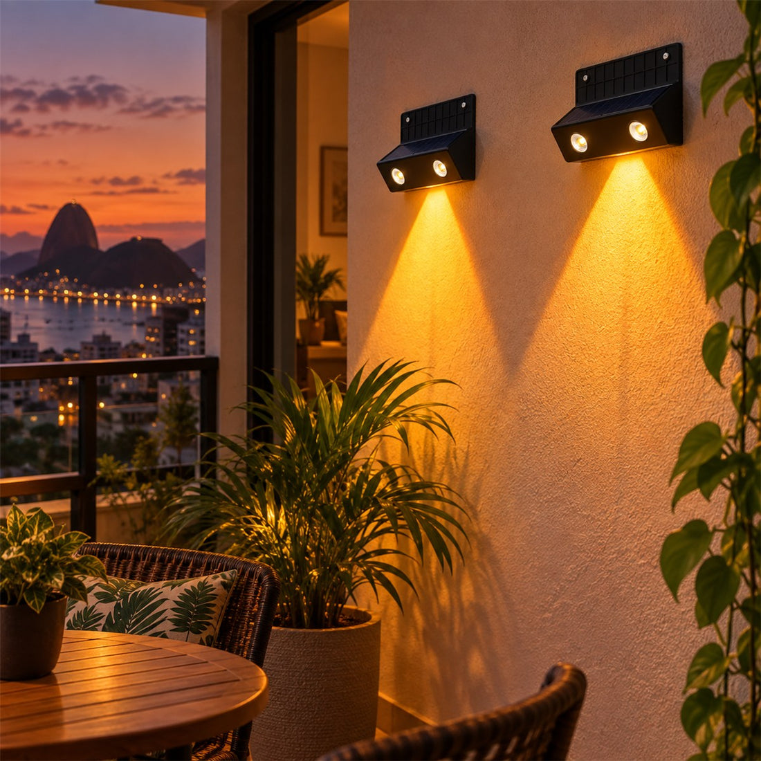 Luz Solar para Varanda e Alpendre, Compacta e à Prova de Água IP65 em uso no ambiente