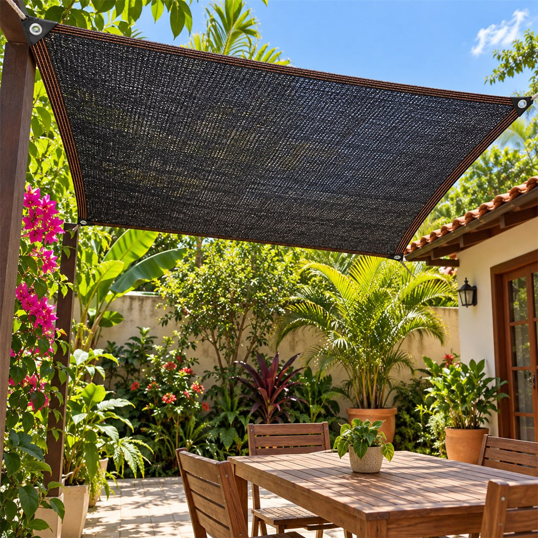 Tela de sombreamento 90% para jardim e pátio 2 x 3 m em uso no ambiente
