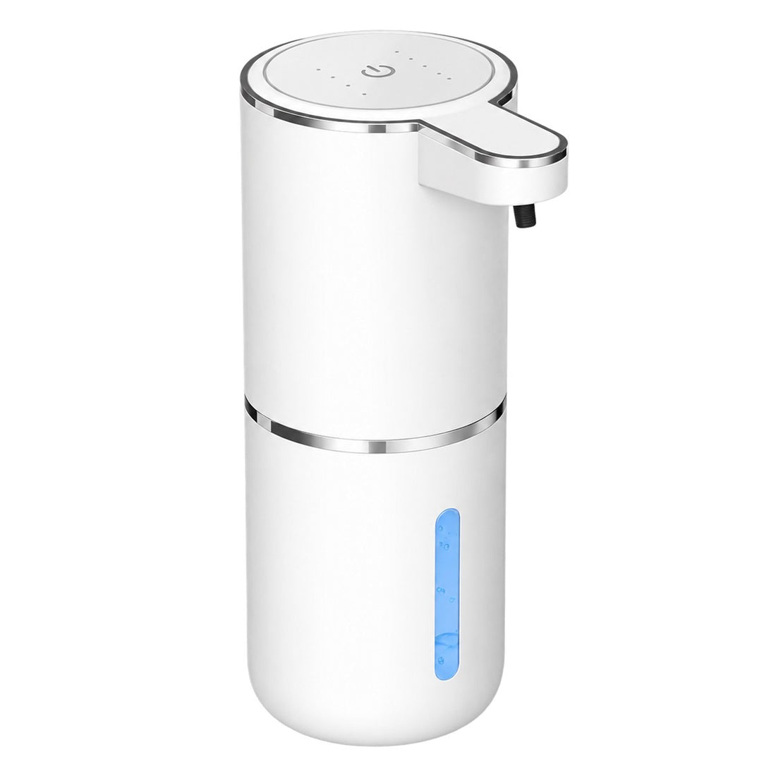 Dispenser Automático de Sabonete em Espuma de Parede Recarregável em uso, mostrando o tamanho real