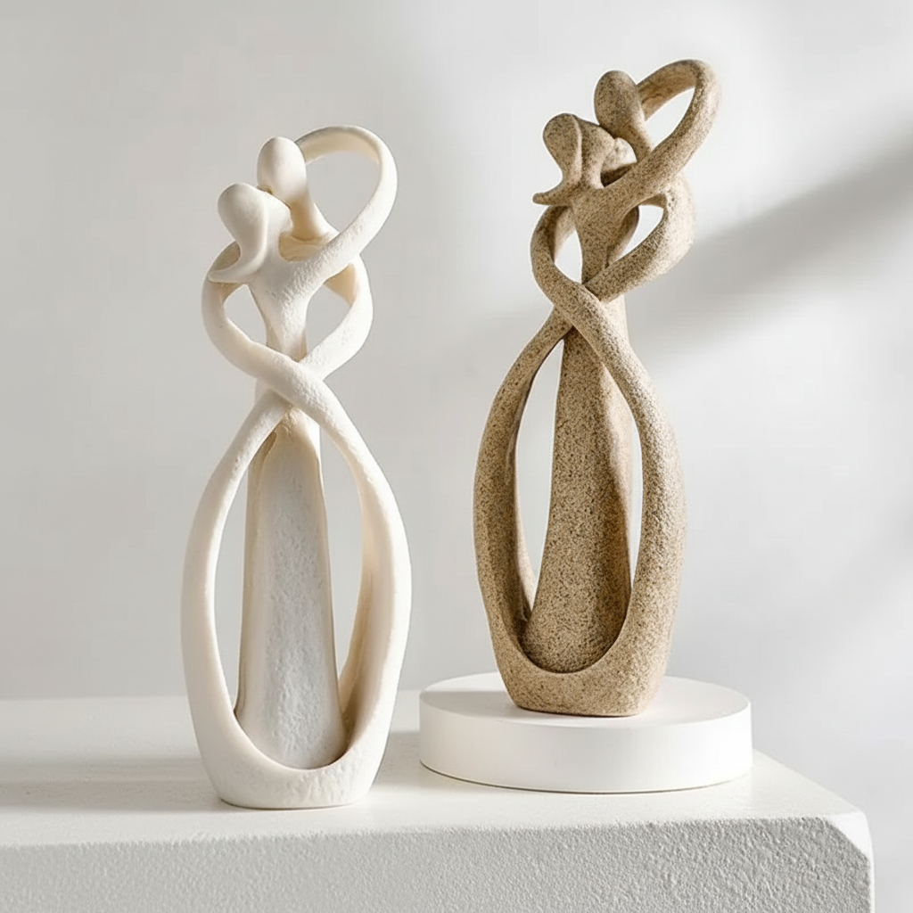Estatueta decorativa de casal abstrato em resina, foto 4 da galeria