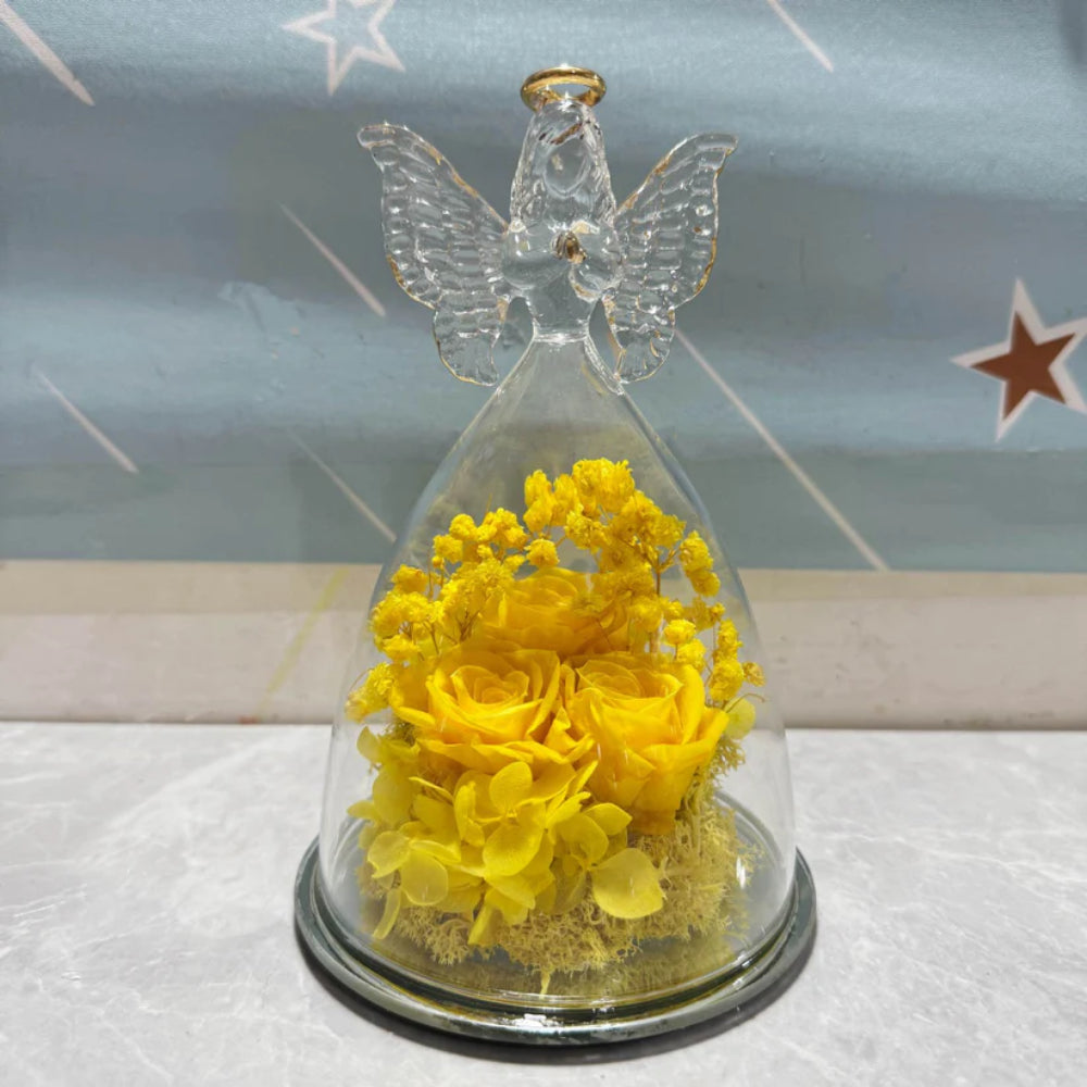 Redoma de vidro decorativa com rosa preservada, foto 3 da galeria