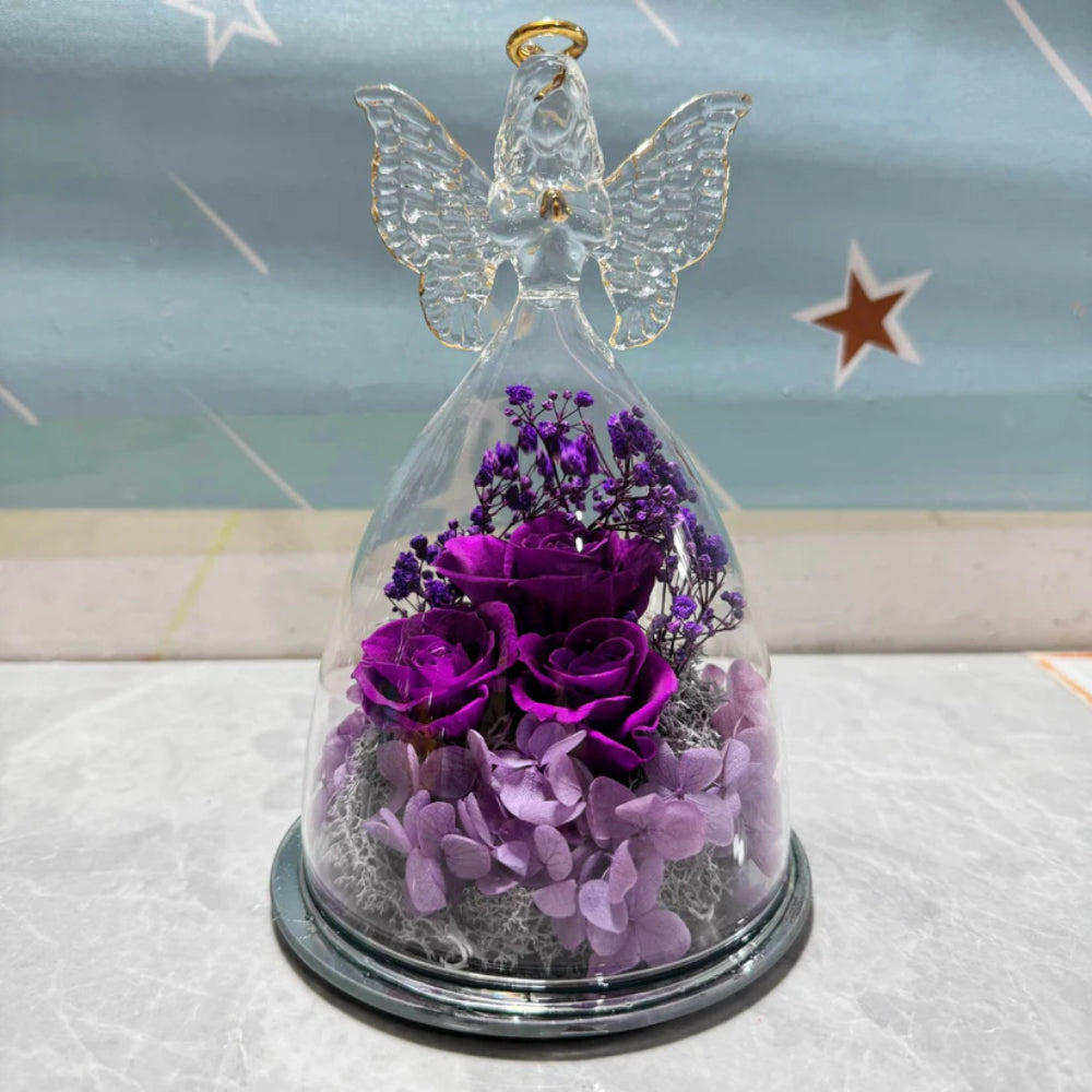 Redoma de vidro decorativa com rosa preservada, foto 6 da galeria