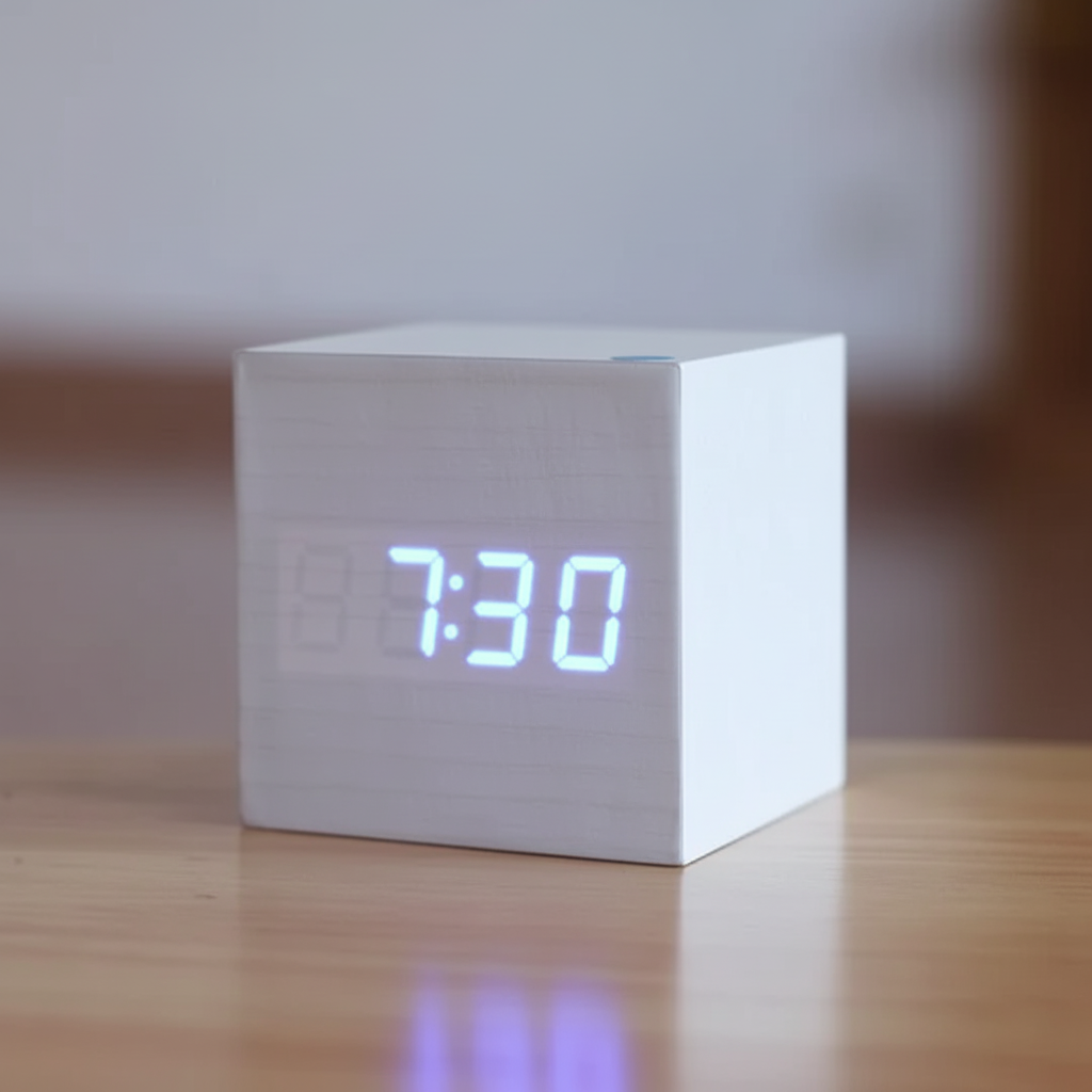 Relógio despertador digital de mesa em madeira, foto 2 da galeria