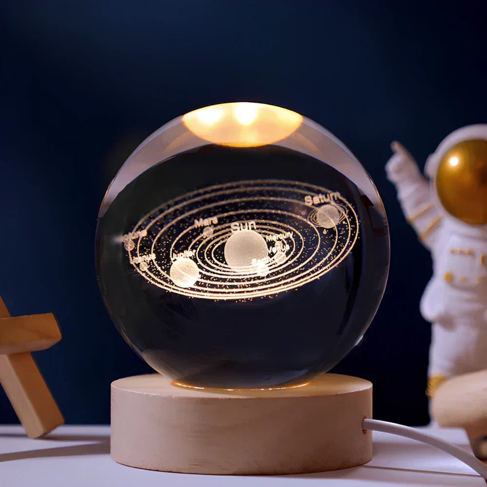 Abajur de mesa esfera com gravação 3D, foto 2 da galeria