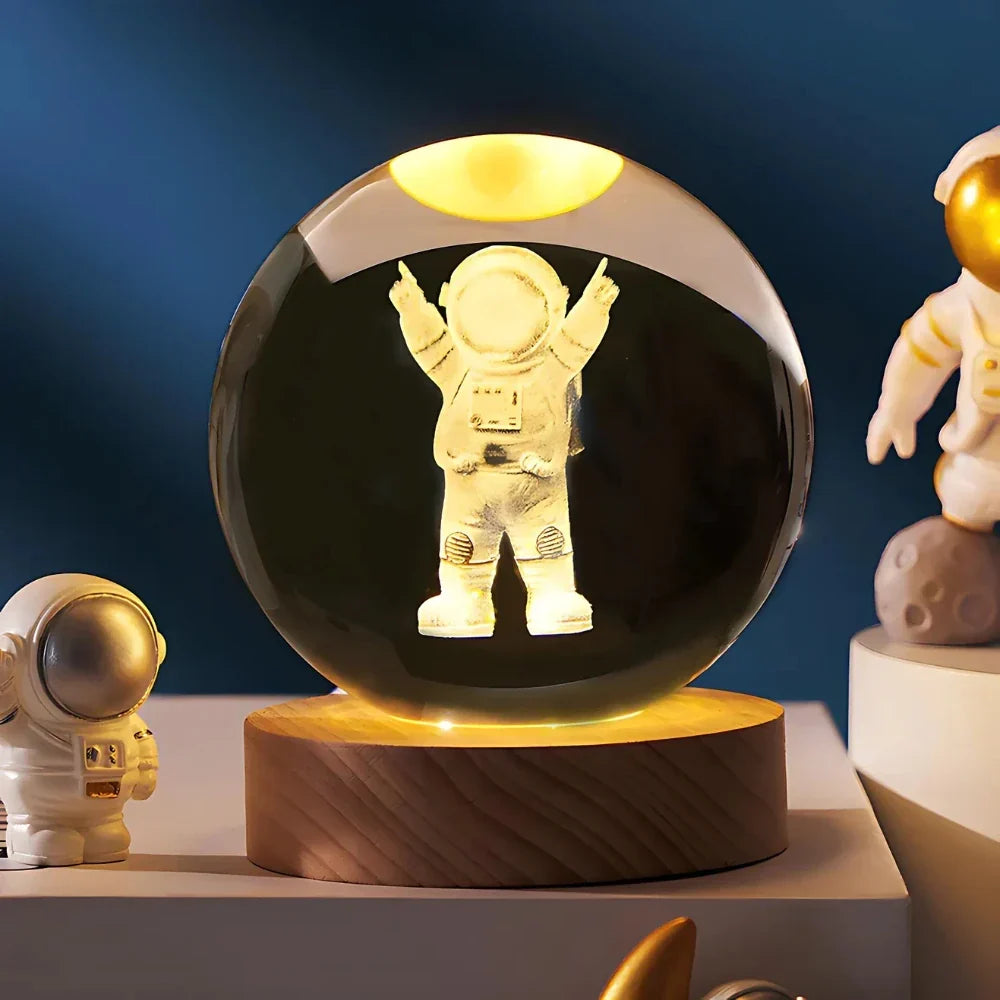 Abajur de mesa esfera com gravação 3D, foto 4 da galeria