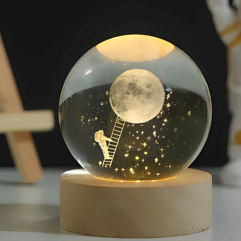 Abajur de mesa esfera com gravação 3D, foto 7 da galeria