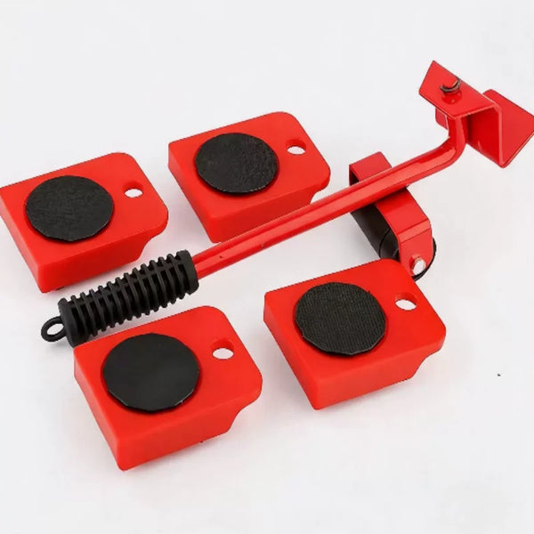Kit com quatro rodízios para mover móveis posicionados sob o pé de um armário