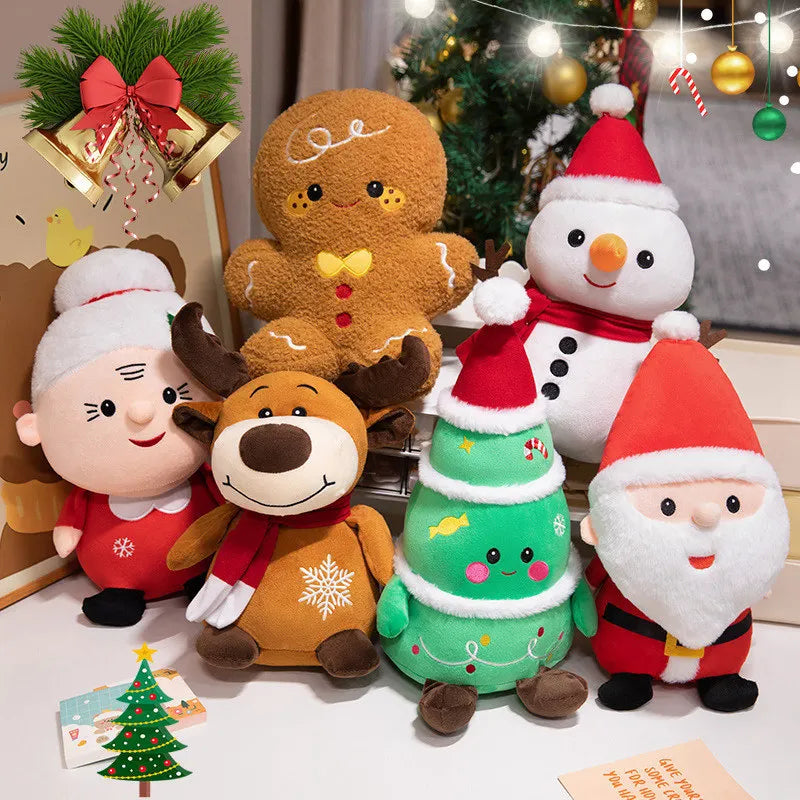 Boneco de natal de pelúcia de 23 cm pendurado no galho da árvore