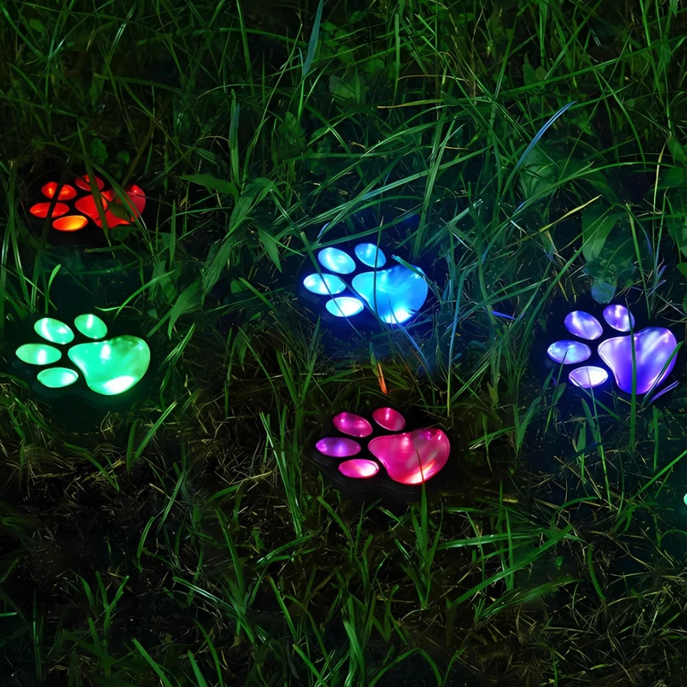 Luminária solar de jardim formato patinha, foto 5 da galeria