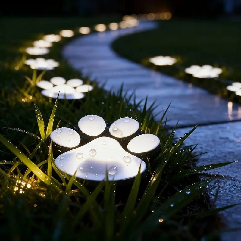 Luminária solar de jardim formato patinha, foto 6 da galeria